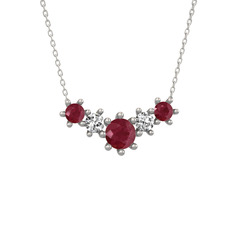 Aine Beştaş Kolye - Kök yakut ve swarovski 8 ayar beyaz altın kolye (40 cm beyaz altın rolo zincir) #sv4w6s