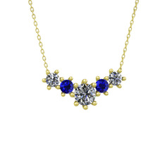 Aine Beştaş Kolye - Pırlanta ve lab safir 925 ayar altın kaplama gümüş kolye (1.98 karat, 40 cm altın rolo zincir) #ucrbte