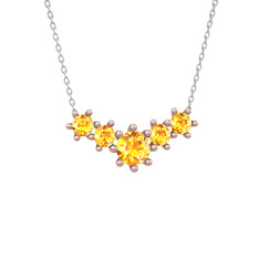 Sitrin 18 ayar rose altın kolye (40 cm beyaz altın rolo zincir)