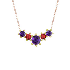 Aine Beştaş Kolye - Ametist ve garnet 14 ayar altın kolye (40 cm rose altın rolo zincir) #vogosw