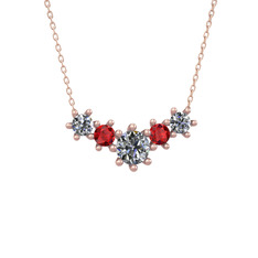 Aine Beştaş Kolye - Pırlanta ve garnet 18 ayar rose altın kolye (1.98 karat, 40 cm rose altın rolo zincir) #w2nx10