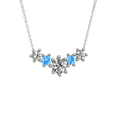 Aine Beştaş Kolye - Swarovski ve akuamarin 925 ayar gümüş kolye (40 cm gümüş rolo zincir) #w2v7sa