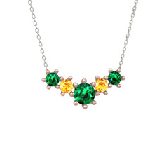 Aine Beştaş Kolye - Yeşil kuvars ve sitrin 925 ayar rose altın kaplama gümüş kolye (40 cm beyaz altın rolo zincir) #wyyx4h