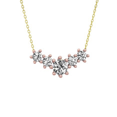 Swarovski ve beyaz zirkon 8 ayar rose altın kolye (40 cm altın rolo zincir)