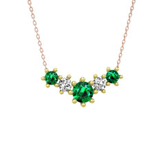 Aine Beştaş Kolye - Yeşil kuvars ve swarovski 18 ayar altın kolye (40 cm rose altın rolo zincir) #ylykl7