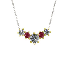 Aine Beştaş Kolye - Pırlanta ve kök yakut 8 ayar altın kolye (1.98 karat, 40 cm beyaz altın rolo zincir) #ymc5k0