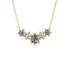 Aine Beştaş Kolye - Pırlanta ve beyaz zirkon 18 ayar altın kolye (1.98 karat, 40 cm gümüş rolo zincir) #yo3efm