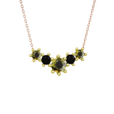 Aine Beştaş Kolye - Peridot ve siyah zirkon 18 ayar altın kolye (40 cm rose altın rolo zincir) #z3ohze