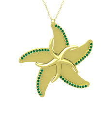 Naia Denizyıldızı Kolye - Yeşil kuvars 14 ayar altın kolye (50 cm altın rolo zincir) #12egx84