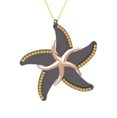 Naia Denizyıldızı Kolye - Sitrin 8 ayar rose altın kolye (50 cm altın rolo zincir) #147hbfg
