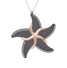 Naia Denizyıldızı Kolye - Swarovski 8 ayar rose altın kolye (50 cm rose altın rolo zincir) #14u6lea