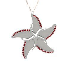 Garnet 925 ayar gümüş kolye (50 cm gümüş rolo zincir)