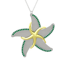 Naia Denizyıldızı Kolye - Yeşil kuvars 14 ayar altın kolye (50 cm beyaz altın rolo zincir) #1b6zeg6