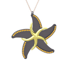 Naia Denizyıldızı Kolye - Sitrin 14 ayar altın kolye (50 cm gümüş rolo zincir) #1f23e3i