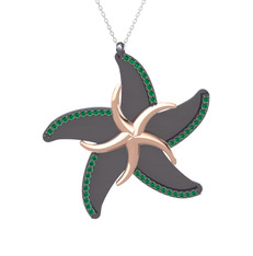 Naia Denizyıldızı Kolye - Yeşil kuvars 14 ayar rose altın kolye (50 cm gümüş rolo zincir) #1hjcb5c