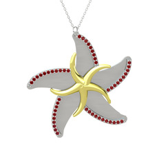 Naia Denizyıldızı Kolye - Garnet 18 ayar altın kolye (50 cm gümüş rolo zincir) #1jknc0r