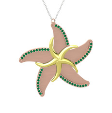 Naia Denizyıldızı Kolye - Yeşil kuvars 18 ayar altın kolye (50 cm gümüş rolo zincir) #1kr4e0k