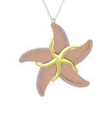 Naia Denizyıldızı Kolye - Swarovski 14 ayar altın kolye (50 cm beyaz altın rolo zincir) #1lj7slh
