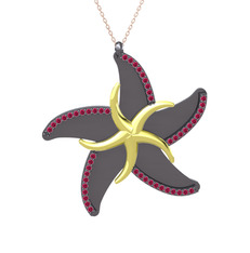 Naia Denizyıldızı Kolye - Rodolit garnet 14 ayar altın kolye (50 cm gümüş rolo zincir) #1qziu1x
