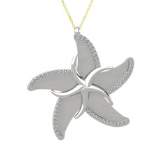 Naia Denizyıldızı Kolye - Swarovski 8 ayar beyaz altın kolye (50 cm altın rolo zincir) #1rjdh1a