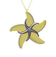 Naia Denizyıldızı Kolye - Pırlanta 925 ayar siyah rodyum kaplama gümüş kolye (0.459 karat, 50 cm altın rolo zincir) #1shhz00