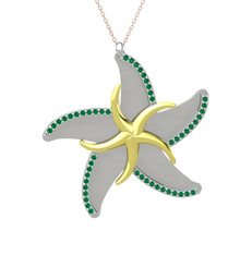 Naia Denizyıldızı Kolye - Yeşil kuvars 14 ayar altın kolye (50 cm rose altın rolo zincir) #1tihhi3