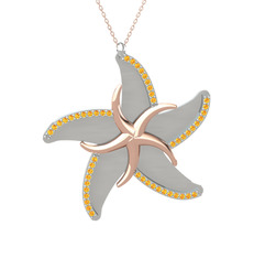 Naia Denizyıldızı Kolye - Sitrin 8 ayar rose altın kolye (50 cm rose altın rolo zincir) #1tqwq23