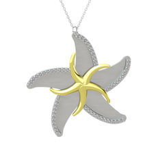 Naia Denizyıldızı Kolye - Swarovski 925 ayar altın kaplama gümüş kolye (50 cm gümüş rolo zincir) #1vw6cmh