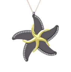 Naia Denizyıldızı Kolye - Beyaz zirkon 8 ayar altın kolye (50 cm gümüş rolo zincir) #1wfjhsx