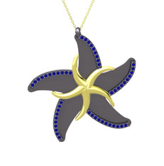 Naia Denizyıldızı Kolye - Lab safir 18 ayar altın kolye (50 cm gümüş rolo zincir) #1xq7sj1