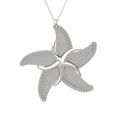 Naia Denizyıldızı Kolye - Swarovski 14 ayar beyaz altın kolye (50 cm gümüş rolo zincir) #44j7e1
