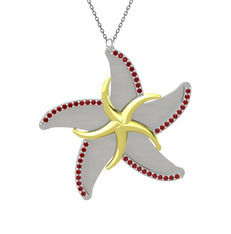 Garnet 8 ayar altın kolye (50 cm gümüş rolo zincir)