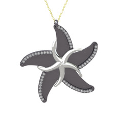 Naia Denizyıldızı Kolye - Swarovski 18 ayar beyaz altın kolye (50 cm altın rolo zincir) #a4xu5r