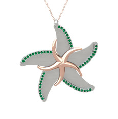 Naia Denizyıldızı Kolye - Yeşil kuvars 8 ayar rose altın kolye (50 cm gümüş rolo zincir) #bxfshh