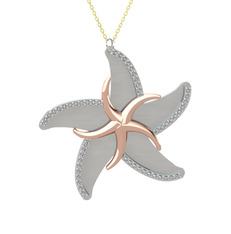 Naia Denizyıldızı Kolye - Swarovski 8 ayar rose altın kolye (50 cm altın rolo zincir) #ddc142