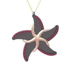 Naia Denizyıldızı Kolye - Rodolit garnet 18 ayar rose altın kolye (50 cm gümüş rolo zincir) #e3kne4