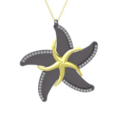 Naia Denizyıldızı Kolye - Swarovski 8 ayar altın kolye (50 cm altın rolo zincir) #ihctz9