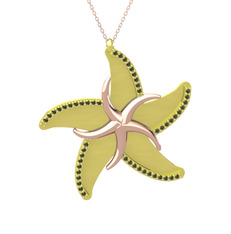 Peridot 18 ayar rose altın kolye (50 cm rose altın rolo zincir)
