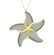 Peridot 18 ayar altın kolye (50 cm altın rolo zincir)
