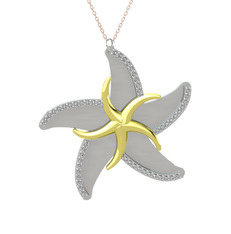 Naia Denizyıldızı Kolye - Beyaz zirkon 14 ayar altın kolye (50 cm gümüş rolo zincir) #nvv46q