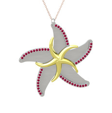 Naia Denizyıldızı Kolye - Rodolit garnet 14 ayar altın kolye (50 cm rose altın rolo zincir) #nz9g33