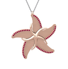 Naia Denizyıldızı Kolye - Rodolit garnet 8 ayar rose altın kolye (50 cm gümüş rolo zincir) #otznjw