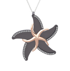 Naia Denizyıldızı Kolye - Swarovski 8 ayar rose altın kolye (50 cm beyaz altın rolo zincir) #rt5kfz