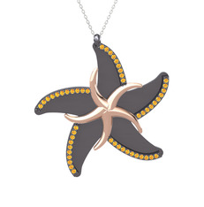 Naia Denizyıldızı Kolye - Sitrin 14 ayar rose altın kolye (50 cm beyaz altın rolo zincir) #sdblvv