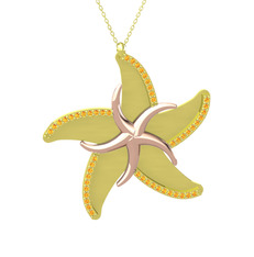 Naia Denizyıldızı Kolye - Sitrin 925 ayar rose altın kaplama gümüş kolye (50 cm altın rolo zincir) #t1k0t2