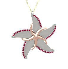 Rodolit garnet 14 ayar rose altın kolye (50 cm altın rolo zincir)