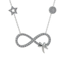 Pırlanta 8 ayar beyaz altın kolye (0.792 karat, 40 cm beyaz altın rolo zincir)