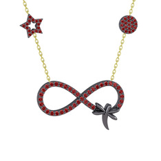 Yusufçuk Sonsuzluk Kolye - Garnet 925 ayar siyah rodyum kaplama gümüş kolye (40 cm altın rolo zincir) #17ub35b