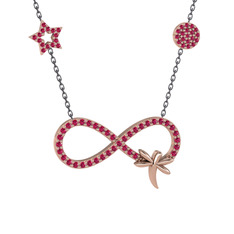 Rodolit garnet 925 ayar rose altın kaplama gümüş kolye (40 cm gümüş rolo zincir)