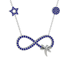 Yusufçuk Sonsuzluk Kolye - Lab safir 18 ayar beyaz altın kolye (40 cm beyaz altın rolo zincir) #1h8r9pj